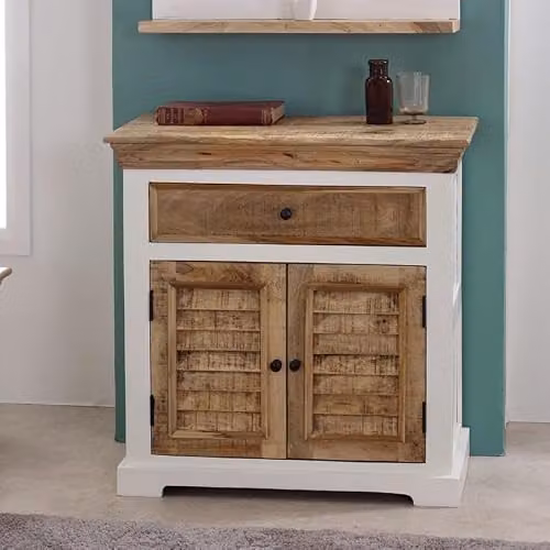 Adorable Lifestyle Alfie Mango Wood Sideboard in Brown and White, W80 x D40 x H80 cm – 2