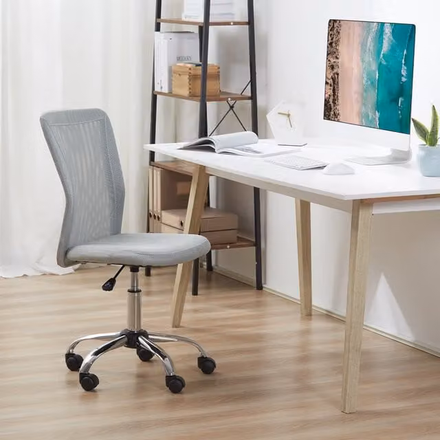Vinsetto Grey Fabric Armless Swivel Task Office Chair with Castors