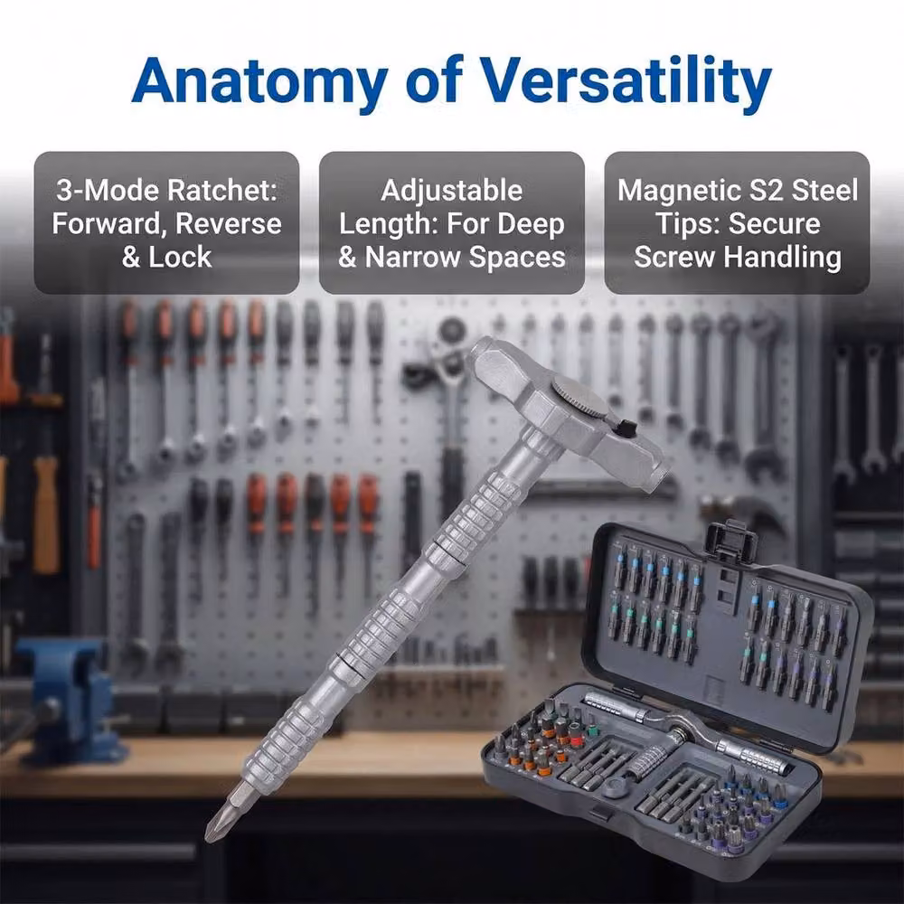 SPETLEK 66 in 1 Magnetic Ratchet Screwdriver Set in Black Alloy Steel – 4