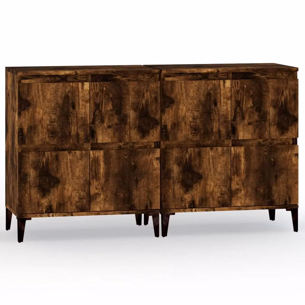 Berkfield Home Set of 2 Smoked Oak Sideboards in Brown, W/D/H: 60 x 35 x 70 cm – 2