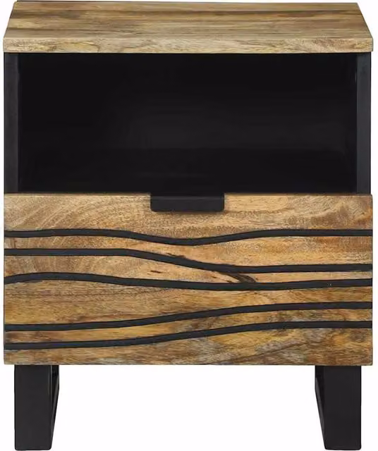Berkfield Home Modern Bedside Cabinet in Brown Solid Mango Wood, W/D/H: 40 x 33 x 46 cm – 1
