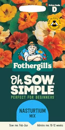 Mr Fothergill's Oh Sow Simple Nasturtium Mix Flower Seeds, Red, Orange and Yellow