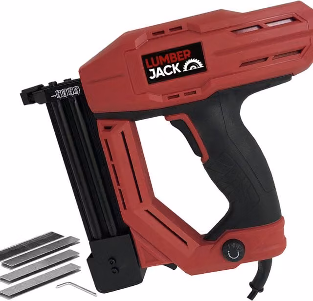 Lumberjack 2 in 1 Electric Heavy Duty Staple and Nail Gun Tacker, Red