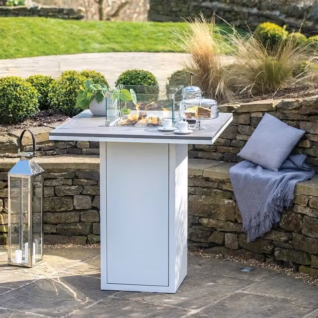 Pacific Lifestyle Cosiloft 100 Fire Pit Bar Table in Grey and White