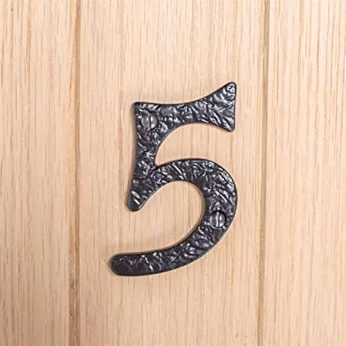 Hammer and Tongs Rustic Metal Number 5 Wall Decor in Black, Height: 8.5 cm – 3