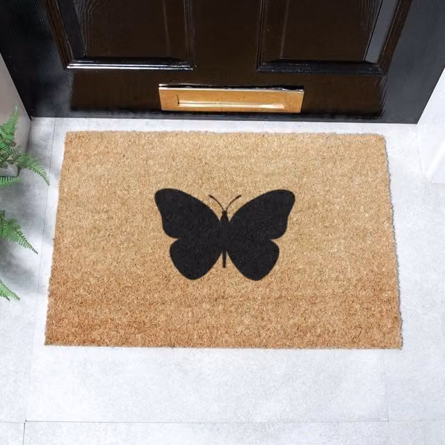 Artsy Mats Butterfly Doormat in Black, W/D: 60 x 40 cm