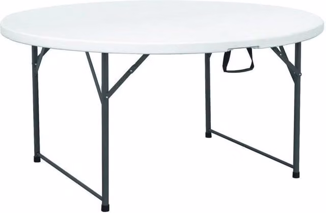 FORGEVIO Round Folding Banquet Table in White for Catering and Garden Use