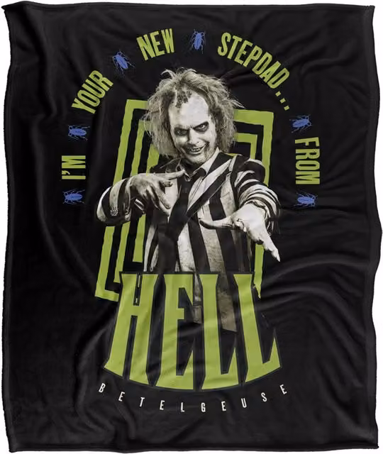 Warner Brothers Beetlejuice Stepdad Super Soft Fleece Throw Blanket, White, W: 152 cm, D: 127 cm – 6