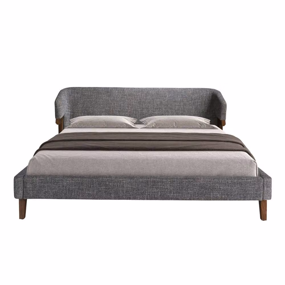 Angel Cerda Grey Fabric Upholstered Double Bed Fits 180x200 cm Mattress – 2