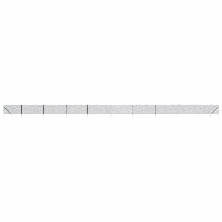 Berkfield Home Green PVC-Coated Galvanised Steel Chain Link Fence with Spike Anchors, 1 x 25 m
