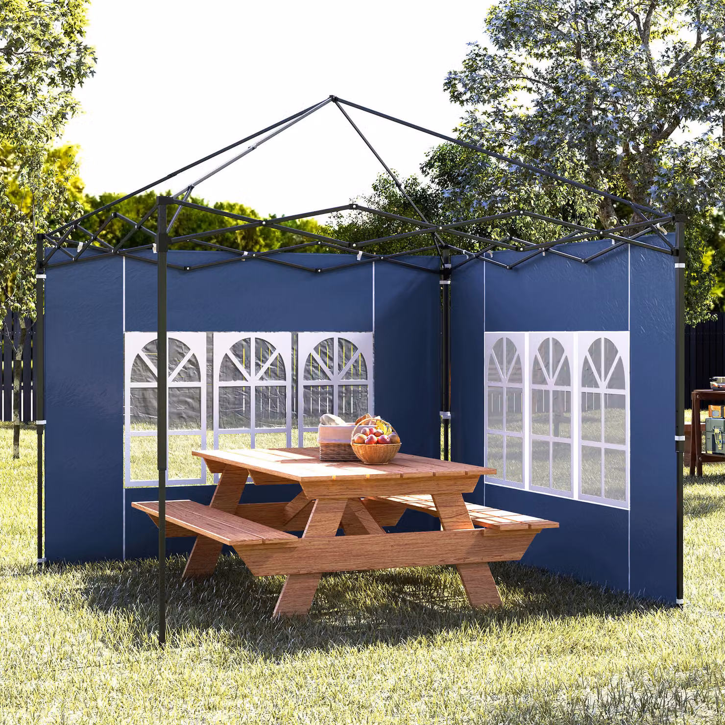 Outsunny Set of Two Blue Gazebo Frame Replacement Walls, W 300 x D 300 x H 193 cm – 8