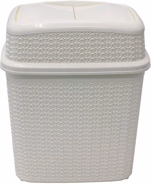 JVL Loop 10L Plastic Push Top Bin in White and Grey – 1