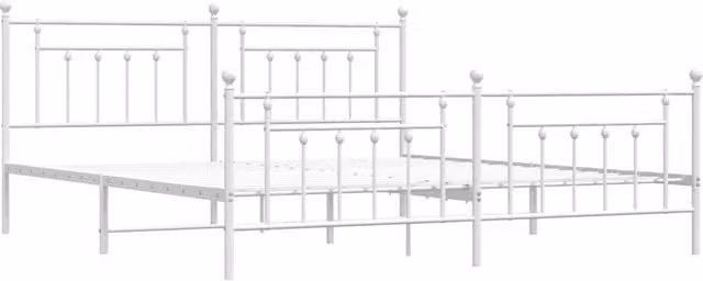 Berkfield Home Metal Bed Frame with Headboard and Footboard, White, W/D/H: 193 x 198 x 97 cm – 1