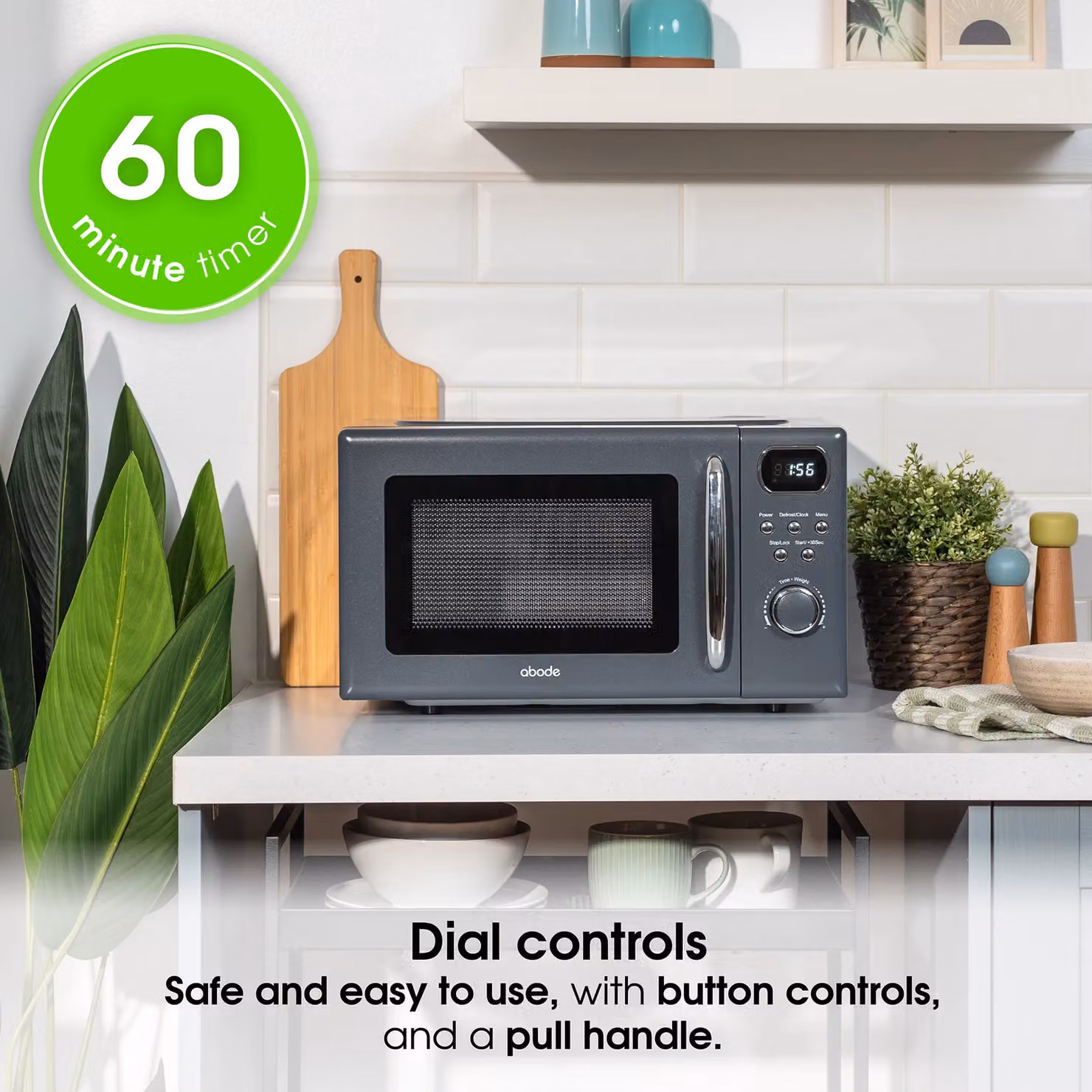 Abode AMD2004 Retro Solo Digital Microwave, 20 Litres, 800W, Grey – 5