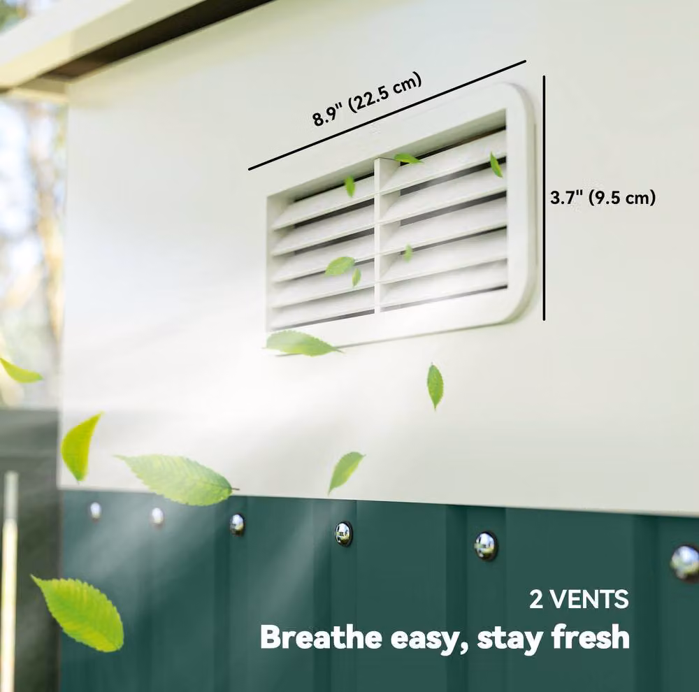 STILVORA Green Galvanised Steel Pent Garden Storage Shed with Double Sliding Doors, W/D/H: 345 x 333 x 201 cm – 6