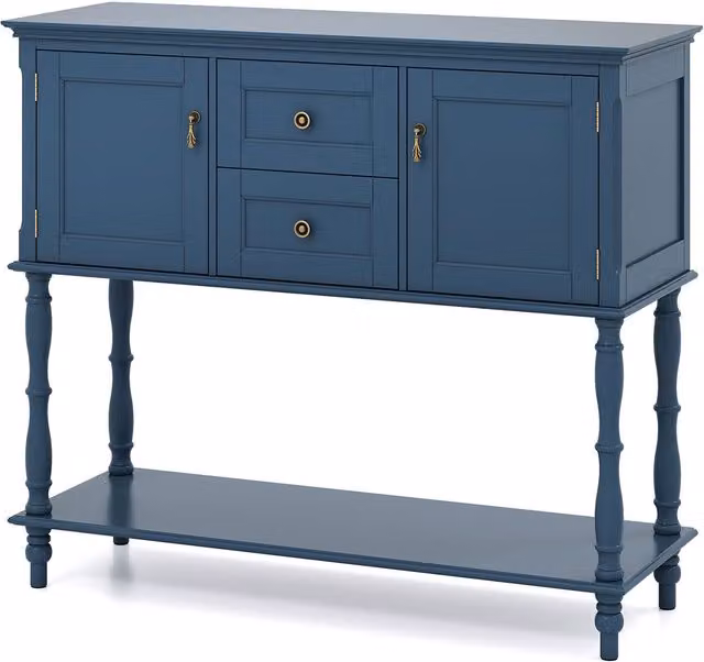 COSTWAY Vintage Blue Pine Wood Sofa Stand for Living Room and Hallway