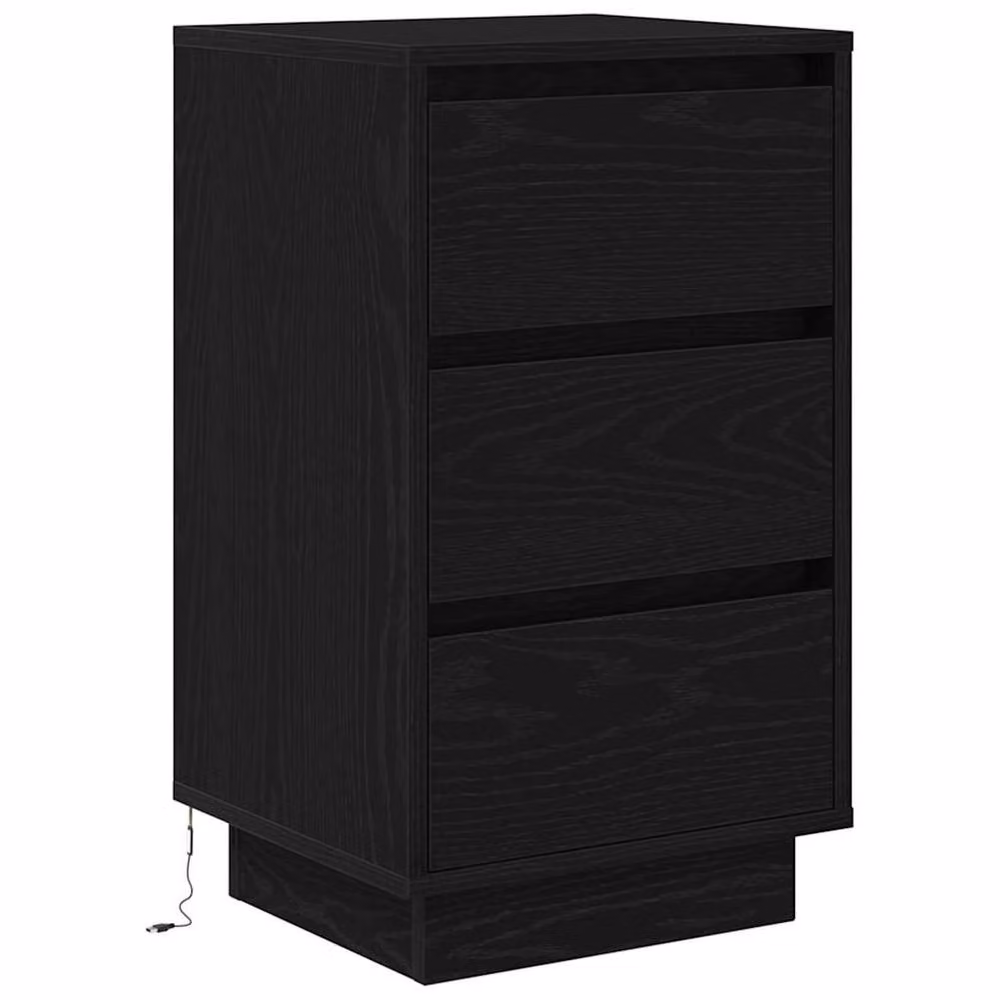 Berkfield Home Bedside Cabinet with Integrated LED Lights, Black, W/D/H: 38 x 34 x 65 cm – 3