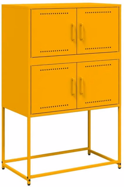 Berkfield Home Industrial Metal Sideboard in Mustard Yellow, W: 68.5 cm, D: 38.5 cm, H: 107 cm