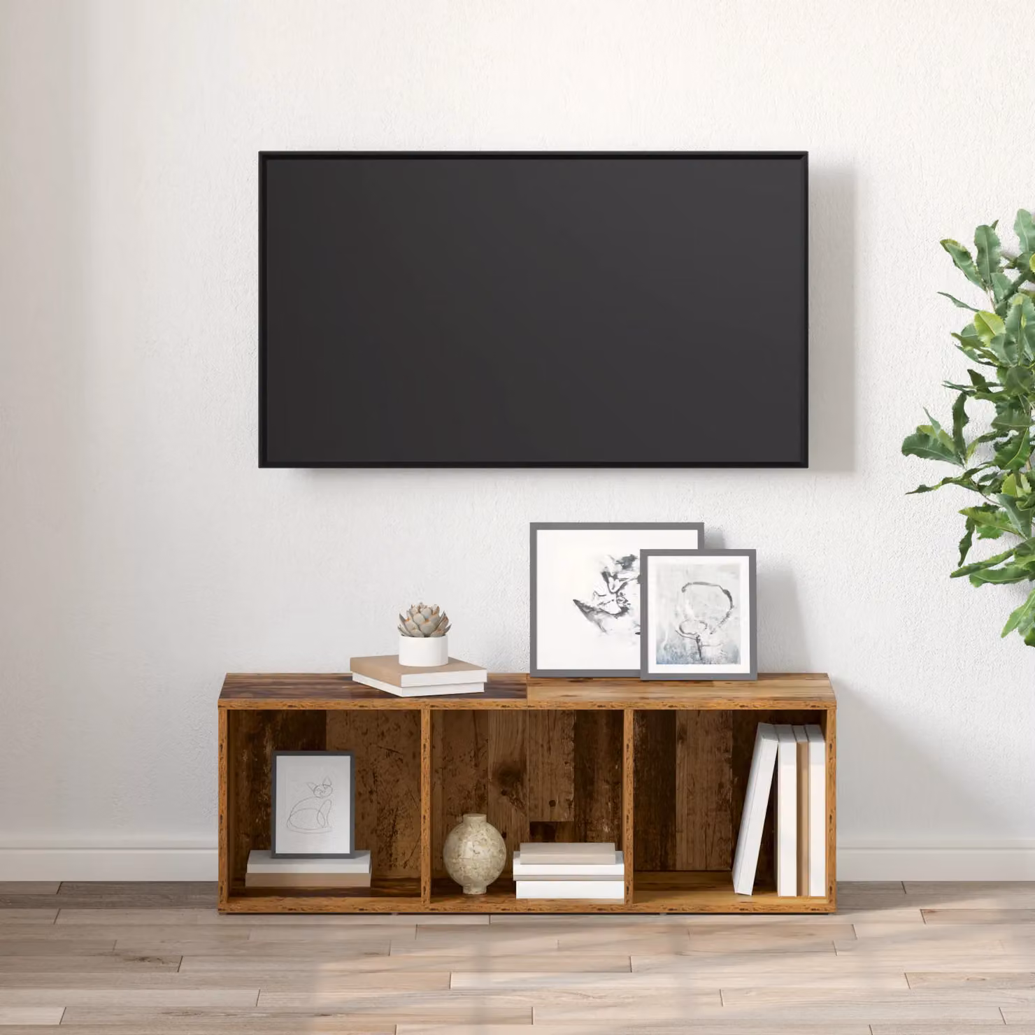 Berkfield Home TV Cabinet with Storage in Brown Old Wood Engineered Wood – 2