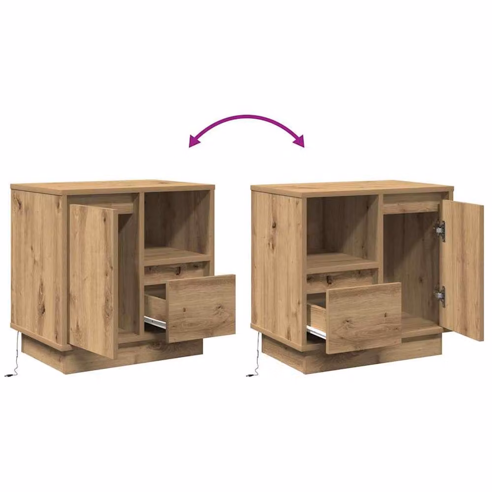 Berkfield Home Modern Bedside Cabinet with Integrated LED in Artisan Oak Brown, W/D/H: 50 x 34.5 x 50 cm – 4