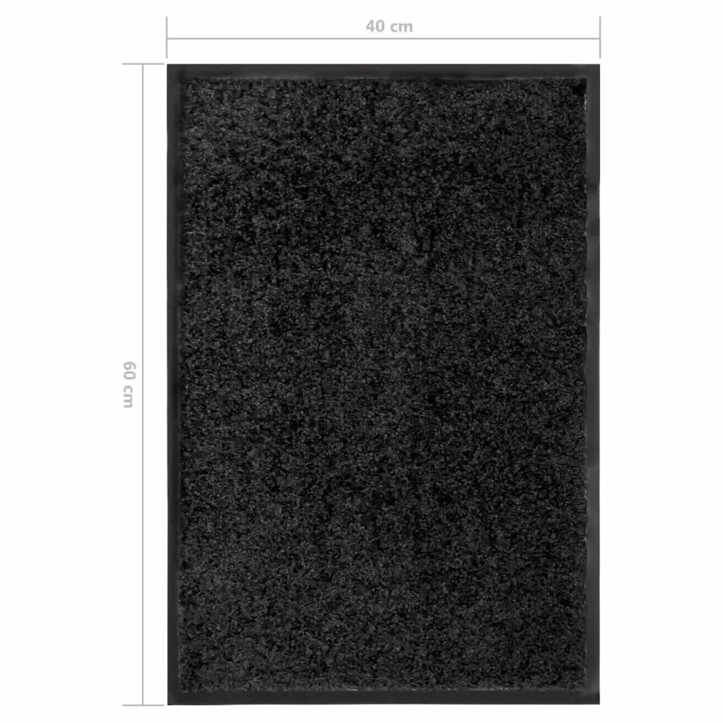 Berkfield Home Washable Non-Slip Black Rectangular Doormat W: 40 cm, D: 60 cm – 3