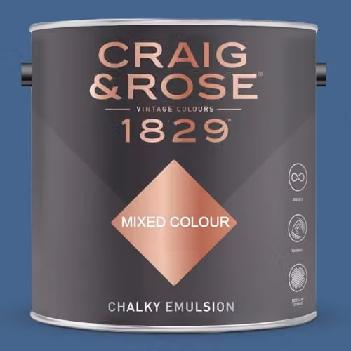 Craig & Rose 1829 Chalky Emulsion Matt Paint in Flaunders Blue, 2.5 l