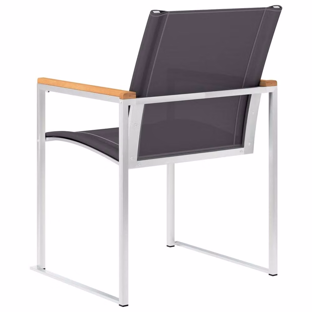 Berkfield Home Set of 4 Grey Garden Chairs in Textilene and Stainless Steel – 3