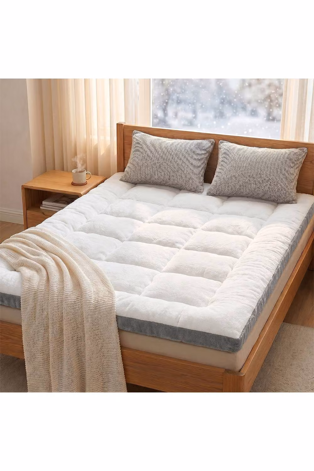 Living and Home White Plush Mattress Topper, King Size, W/D/H: 180 x 200 x 10 cm – 2