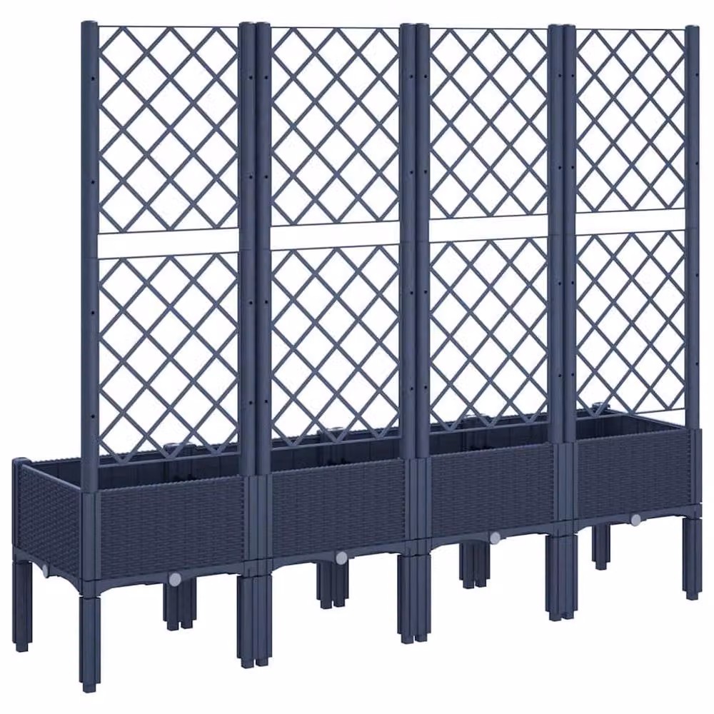 Berkfield Home Garden Planter with Trellis in Blue Grey, W: 160 cm, D: 40 cm, H: 142 cm – 5
