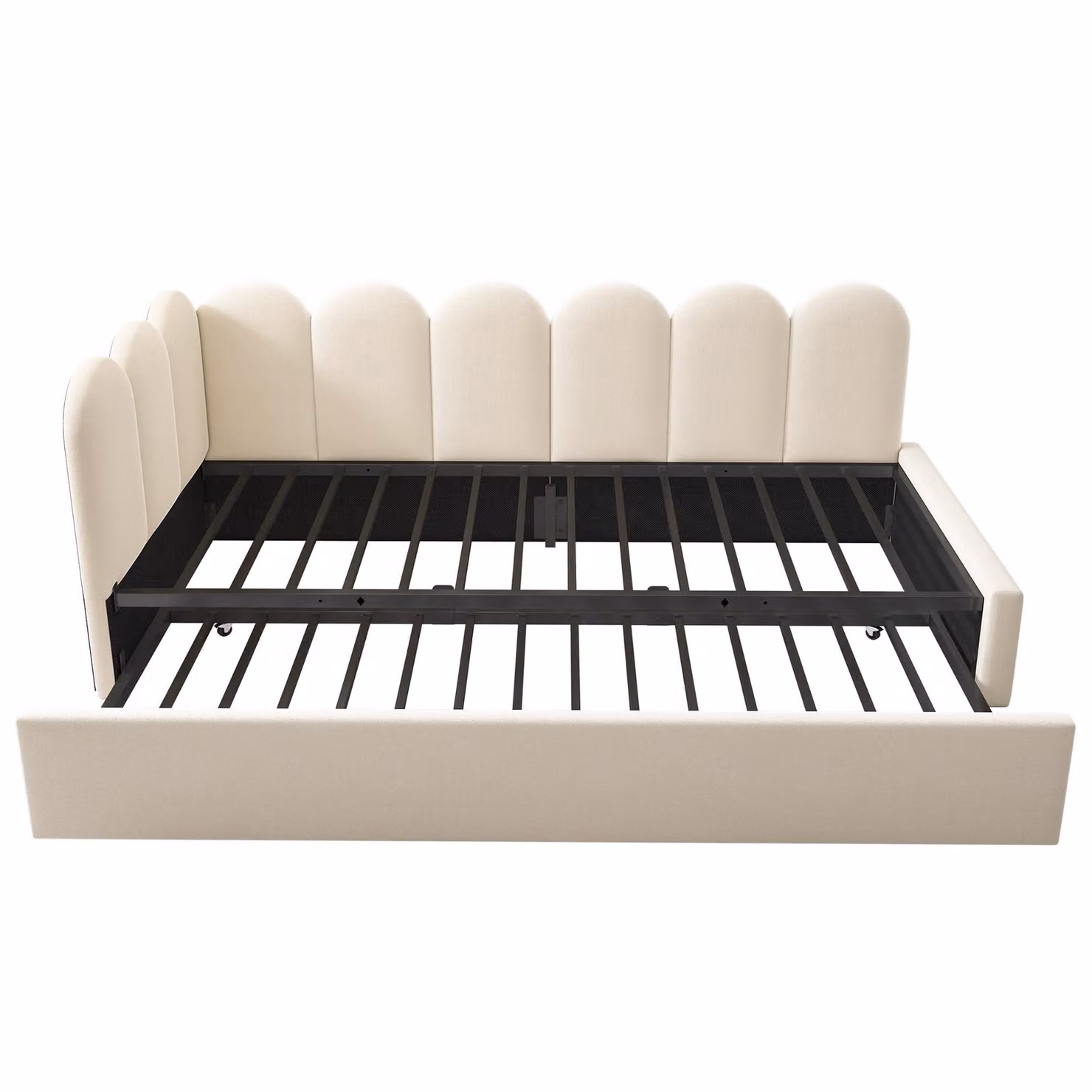 Aosom UK Upholstered Daybed with Pull-Out Trundle in Beige, W/D/H: 193 x 97 x 76 cm – 2