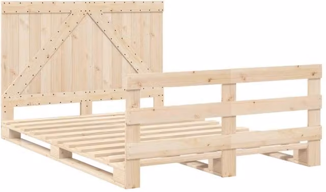 Berkfield Home Beautiful Bed Frame with Headboard in Light Brown, W/D/H: 140 x 200 x 104 cm