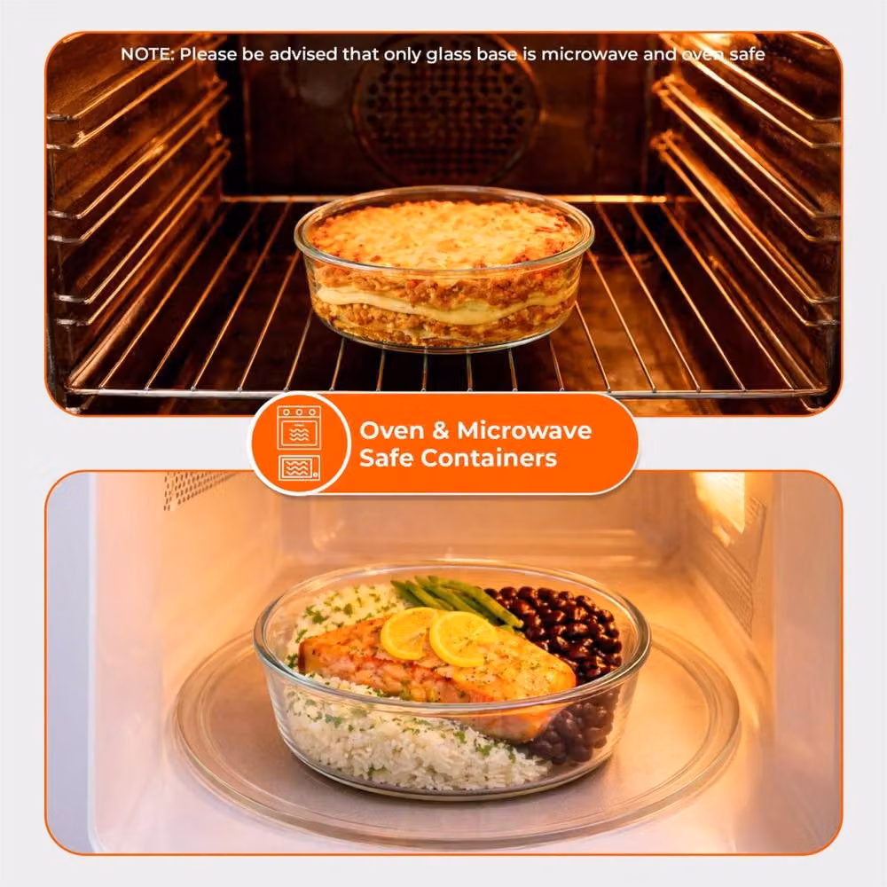 Kelvenix 4 Piece Glass Food Container Set with Snap Lock Lids in Clear – 3