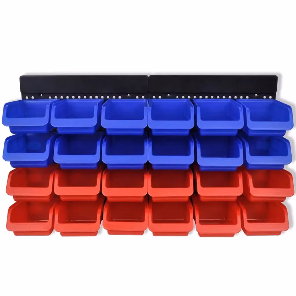 Berkfield Home 2 Piece Blue and Red Wall Mounted Plastic Garage Tool Organiser – 2