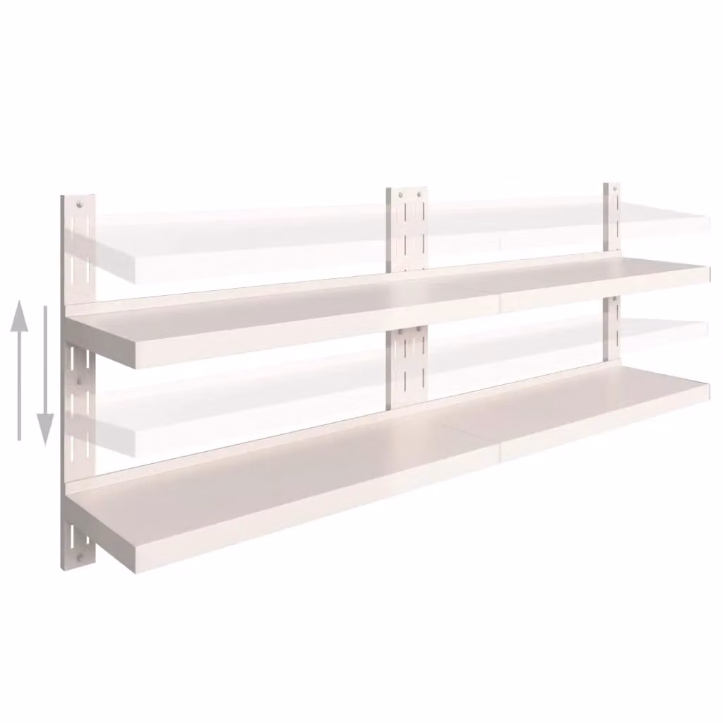 Berkfield Home 2-Tier Floating Wall Shelves, 2 Piece Grey Stainless Steel Set, W: 200 cm, D: 30 cm – 2