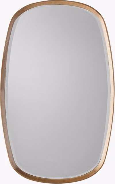 Perch & Parrow Garret Oak Oval Wall Mirror in Brown and Beige