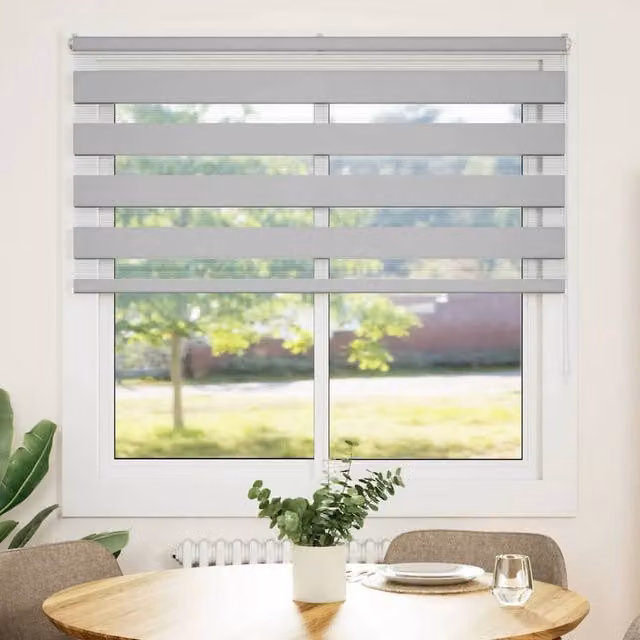 Berkfield Home Zebra Blind in Light Grey, W: 140 cm, H: 100 cm