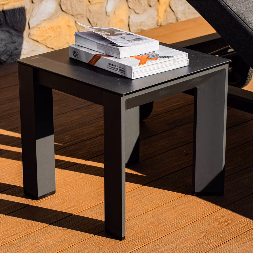 Mimo Grey Aluminum Side Table with Ceramic Glass Top and Adjustable Feet – 5