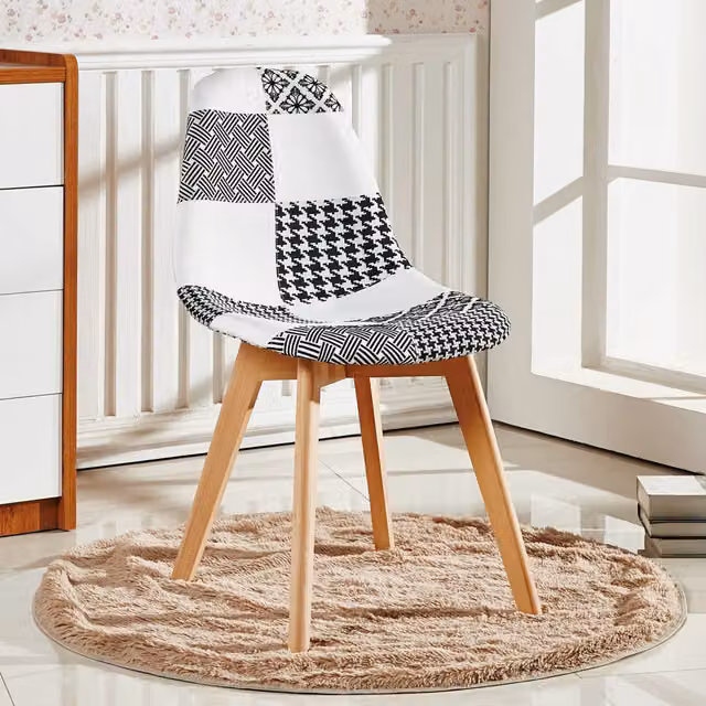 Life Interiors Set of 2 Chrono Patchwork Dining Chairs in Multicolour Abstract Fabric
