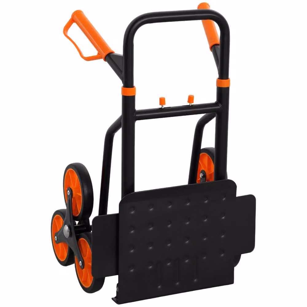 STILVORA Folding Steel Sack Barrow Trolley with Six Wheels, Orange – 5
