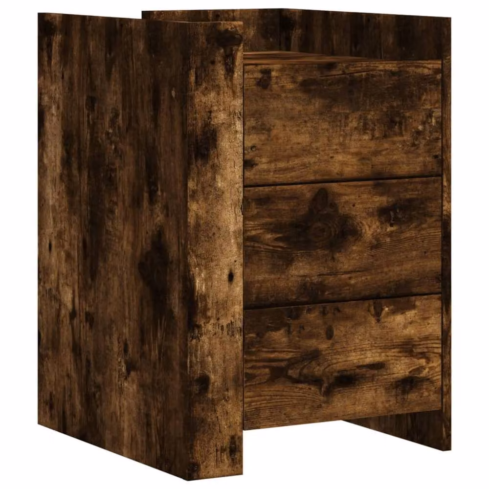 Berkfield Home Decorative Bedside Cabinet in Smoked Oak Brown, W/D/H: 45 x 50 x 65 cm – 3