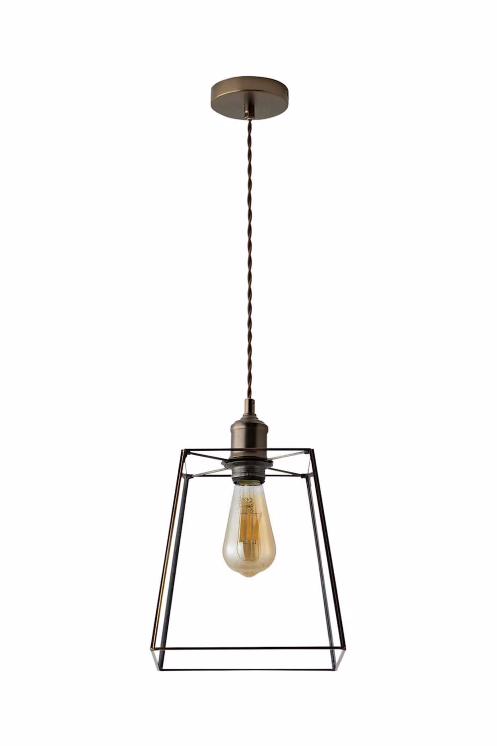 ValueLights Susie Glass Lantern Pendant Light in Bronze and Transparent Glass – 3