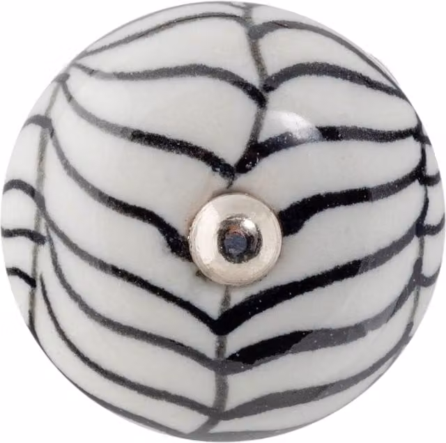 Nicola Spring Black and White Ceramic Cabinet Knob with Polished Threaded Stem – 3