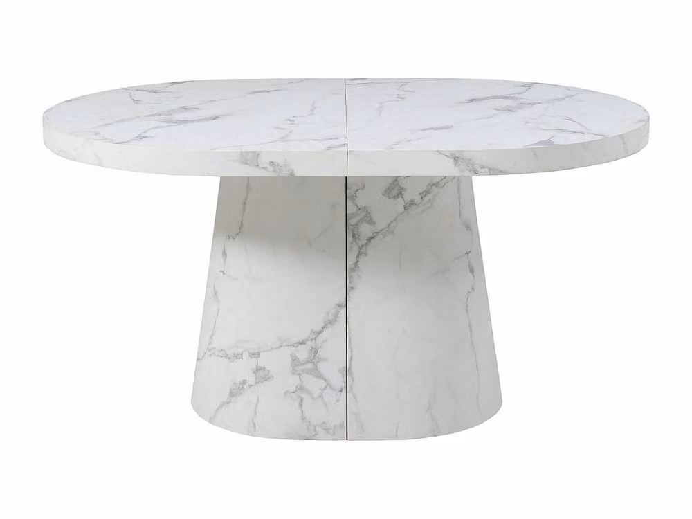 Vente-unique Extendable Dining Table, 6 to 12 Seater, White Marble Effect MDF – 2