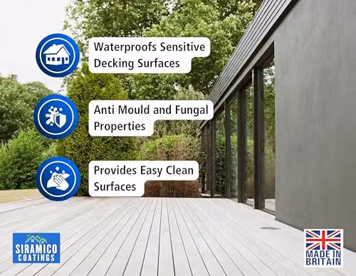 SIRAMICO COATINGS One Coat Anti-Slip Decking Paint, White, 5 Litres – 6
