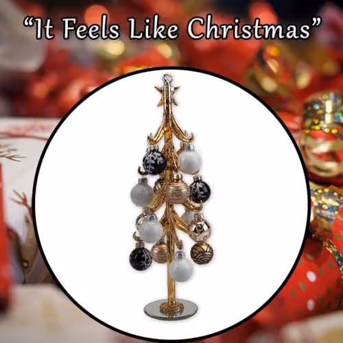 VFM e-Store Gold and Black Abstract Glass Christmas Bauble Hanging Ornament, H 36 cm x W 12 cm x D 12 cm – 7