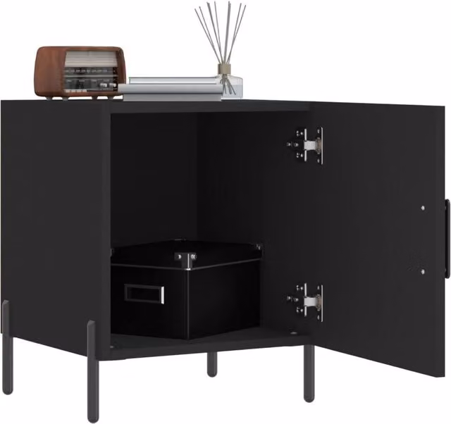 Berkfield Home Modern Bedside Cabinets, 2 Piece Set, Black, W/D/H: 40 x 40 x 50 cm
