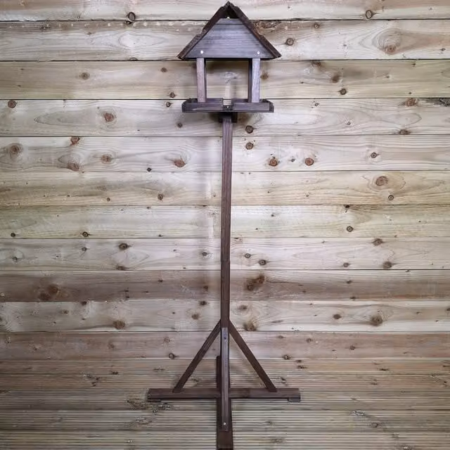 Samuel Alexander Dark Wooden Deluxe Garden Bird Feeding Table - Brown