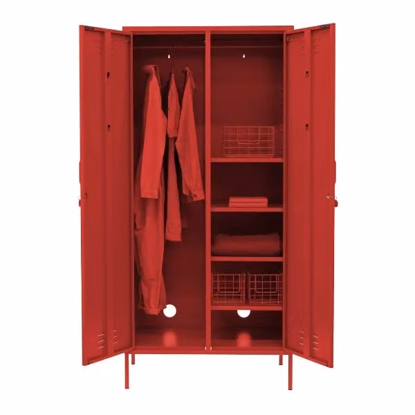 Mustard Made The Twinny Storage Locker in Poppy Red, H 183 x W 85 x D 50 cm – 2