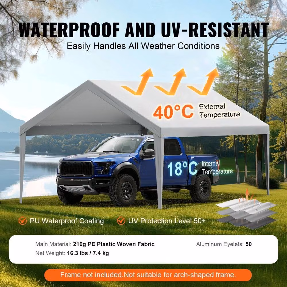 VEVOR Heavy-Duty Carport Canopy Cover, Grey – 3