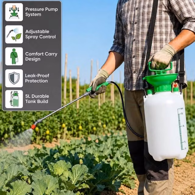 SPETLEK Manual Garden Pressure Sprayer Pump Action, 5 l, White – 1